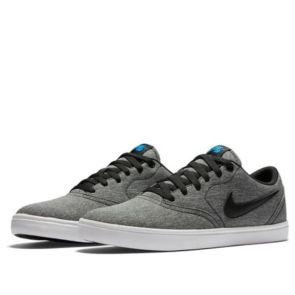 Nike SB Check Solarsoft Canvas Skate Shoe Sneaker Grey Black White Mens Size 12